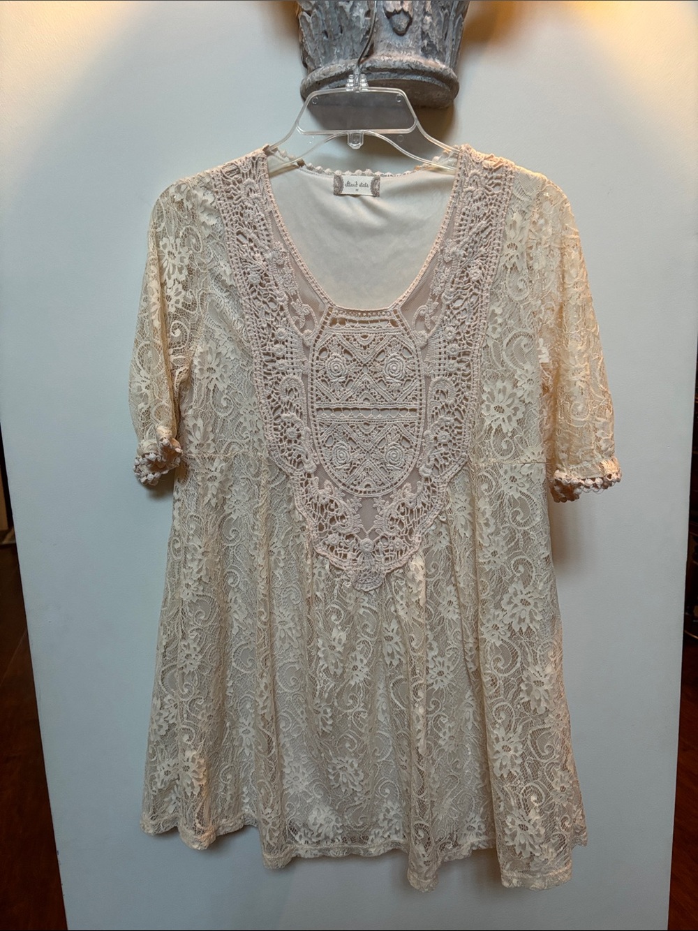 Altar'd State Cream Lace Crochet Mini Dress